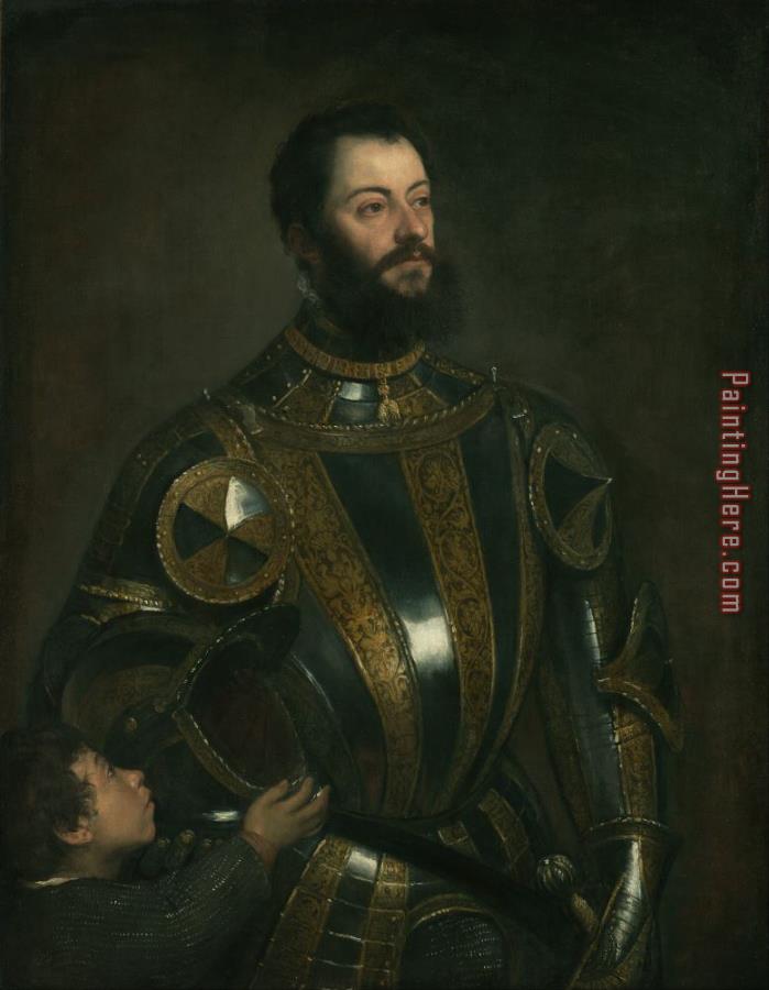 Titian Portrait Of Alfonso D Avalos Marquis Of Vasto In Armor With A Page